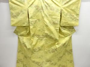 アンティーク　楓模様織り出し十日町紬着物